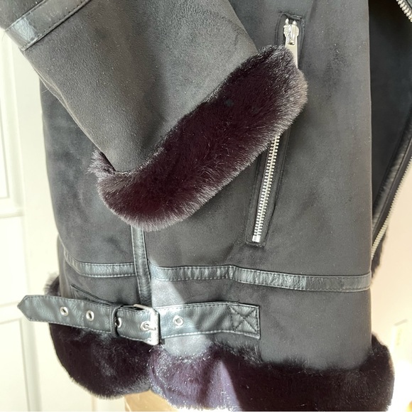 Zara Faux Suede Double Faced Long Jacket, Size L - Picture 8 of 12